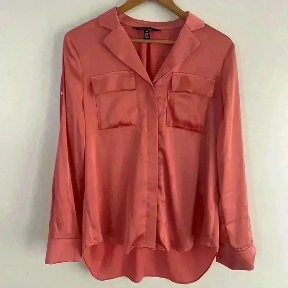 White House Black Market Tops - WHBM - Long Sleeve Collar Pocket Shirt